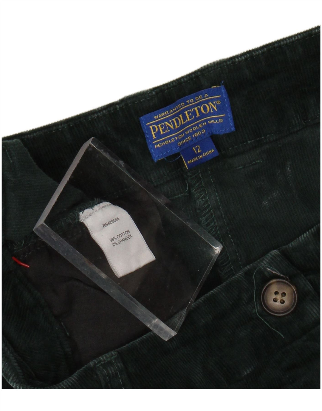 Pendleton fløjlsbukser til kvinder US 12 Large W32 L31 Grøn bomuld