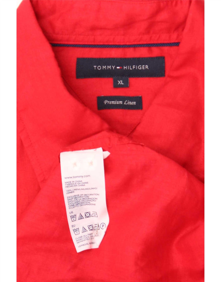 Tommy Hilfiger Herreskjorte XL Rød Linned