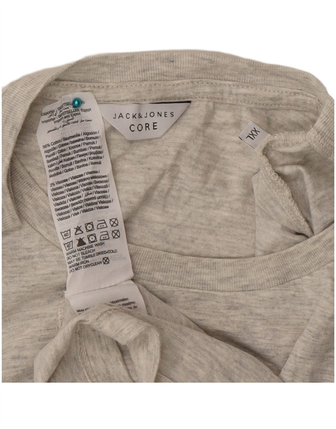 Jack & Jones Herre Grafisk T-Shirt Top 2XL Grå Bomuld