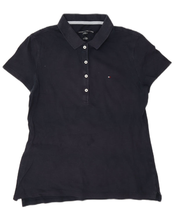 Tommy Hilfiger Dame Klassisk Polo Shirt UK 14 Medium Navy Blue