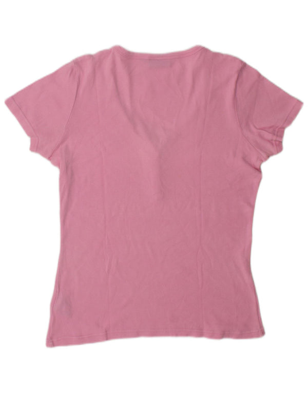 Fila Womens T-Shirt Top UK 14 Medium Pink Cotton