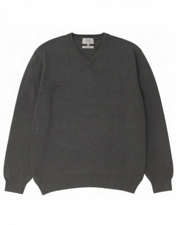 Marks & Spencer Herre V-hals sweater 2XL Grå Bomuld