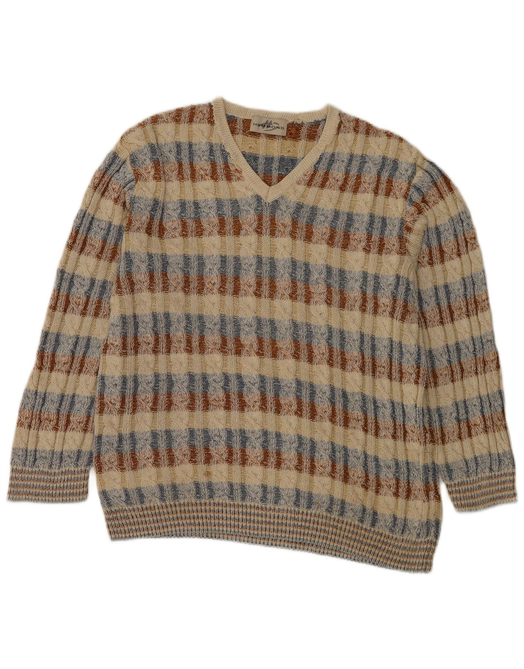 Hemmond Herre V-hals sweater XL flerfarvet ternet bomuld