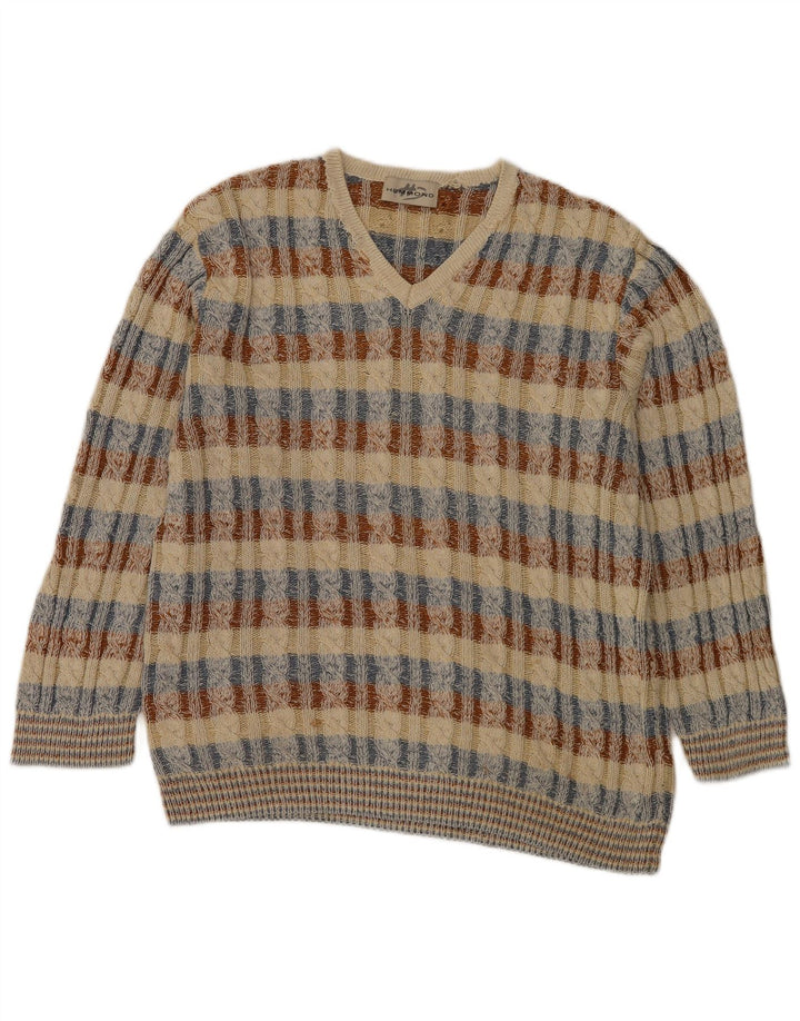 Hemmond Herre V-hals sweater XL flerfarvet ternet bomuld