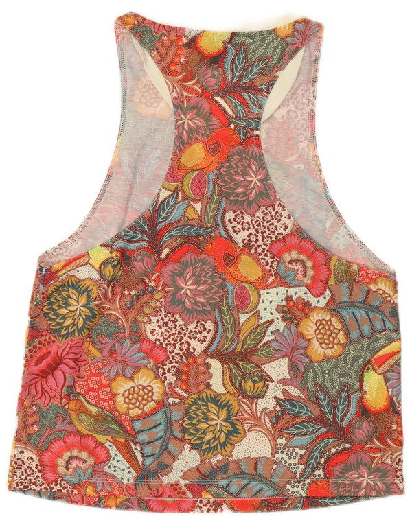 ADIDAS Grafisk Vest Top UK 12 Medium Multicolored Floral Polyester