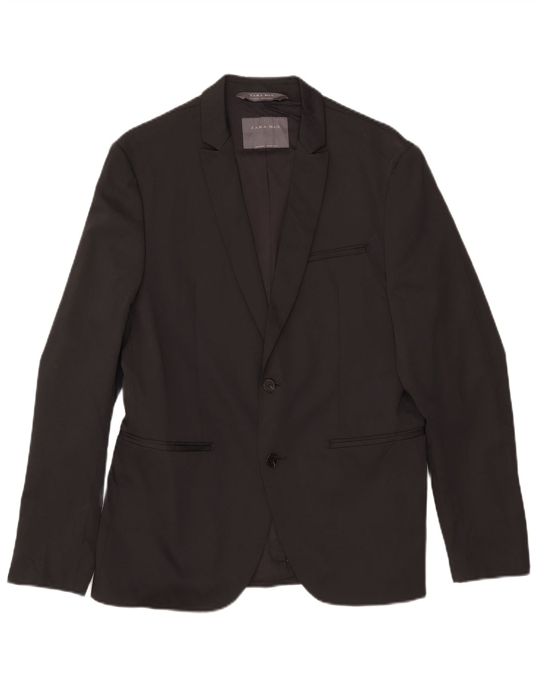 Zara Herre 2-knaps blazerjakke EU 50 Medium Sort Polyester