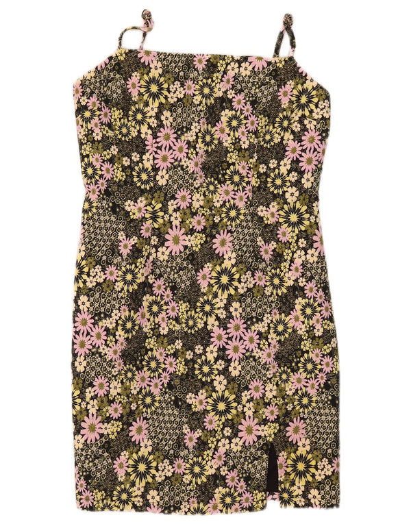 Oasis Womens Slip Dress UK 8 Small Black Floral Polyester
