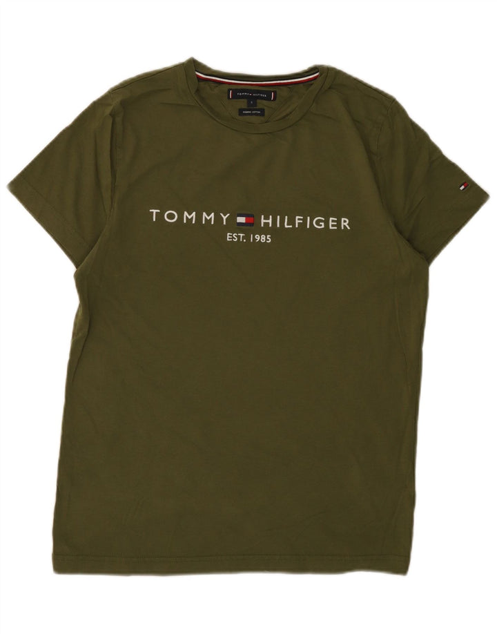 TOMMY HILFIGER Herre grafisk T-shirt Top Lille Khaki Bomuld