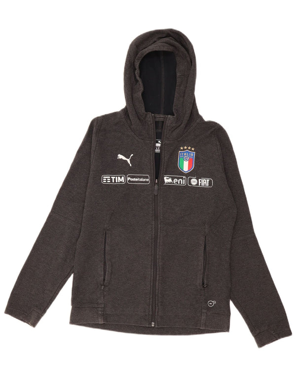 Puma Womens Italia Grafisk hættetrøje med lynlås UK 12 Medium Grey Bomuld