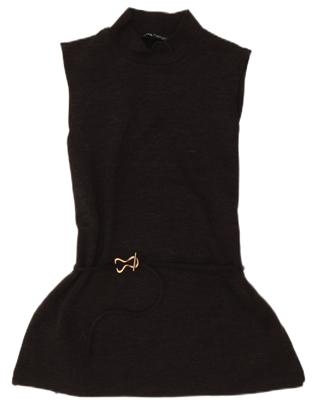 Zara Dame Ærmeløs Basic Kjole UK 12 Medium Brun Polyester