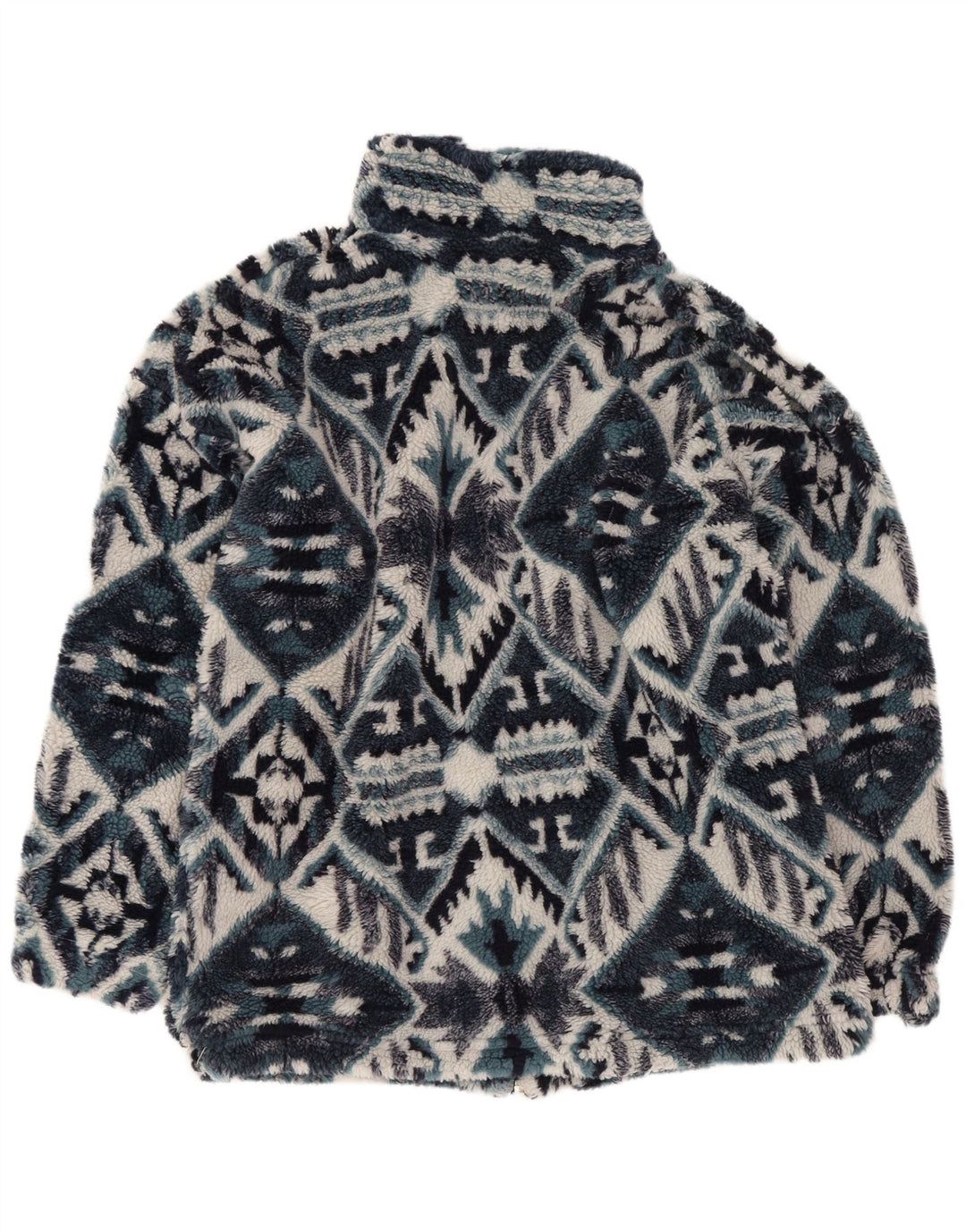 Vintage herre fleecejakke UK 36 Small Navy Blue Geometric Aztec
