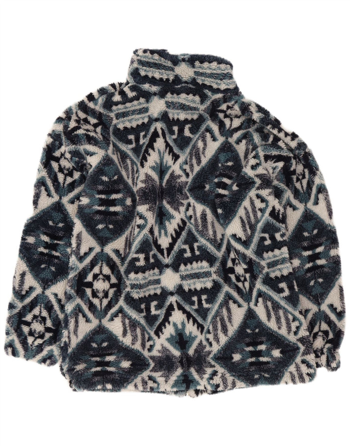 Vintage herre fleecejakke UK 36 Small Navy Blue Geometric Aztec