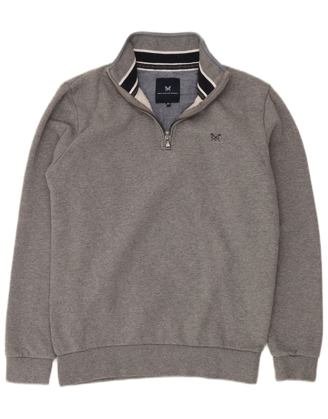 CREW TØJ Herre Zip Neck Sweatshirt Jumper Medium Grå Bomuld