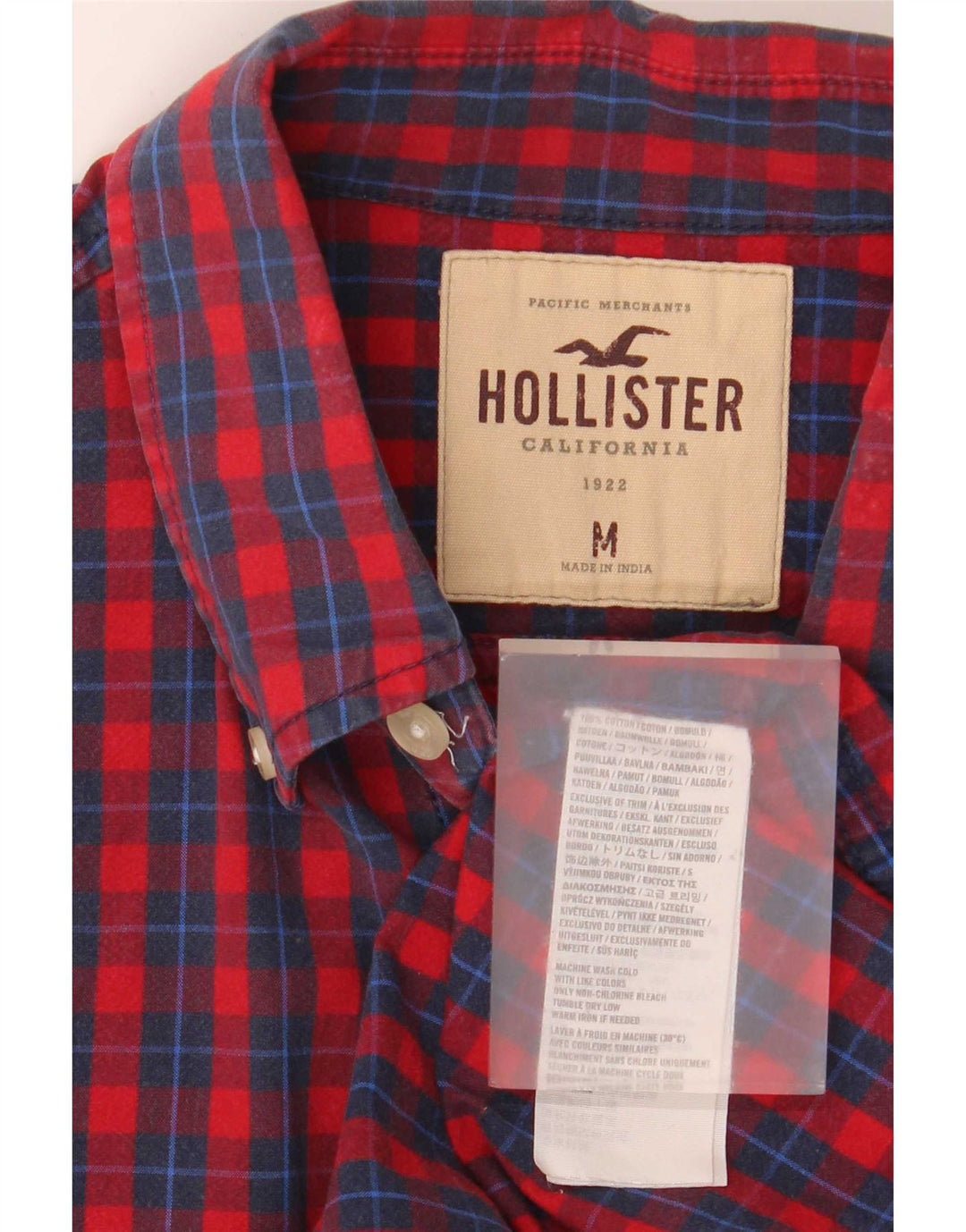 Hollister herreskjorte medium rød ternet bomuld
