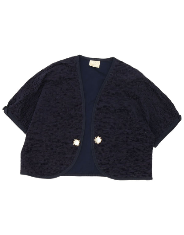 Liola Dame Kortærmet Åben Bolero Top IT 52 2XL Navy Blue Bomuld