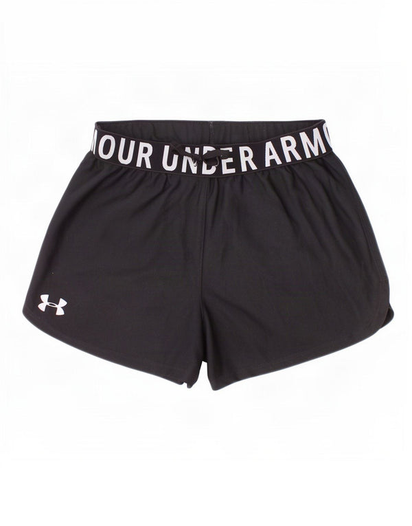 Under Armour Girls Heat Gear Graphic Sports Shorts 11-12 Years Large Black