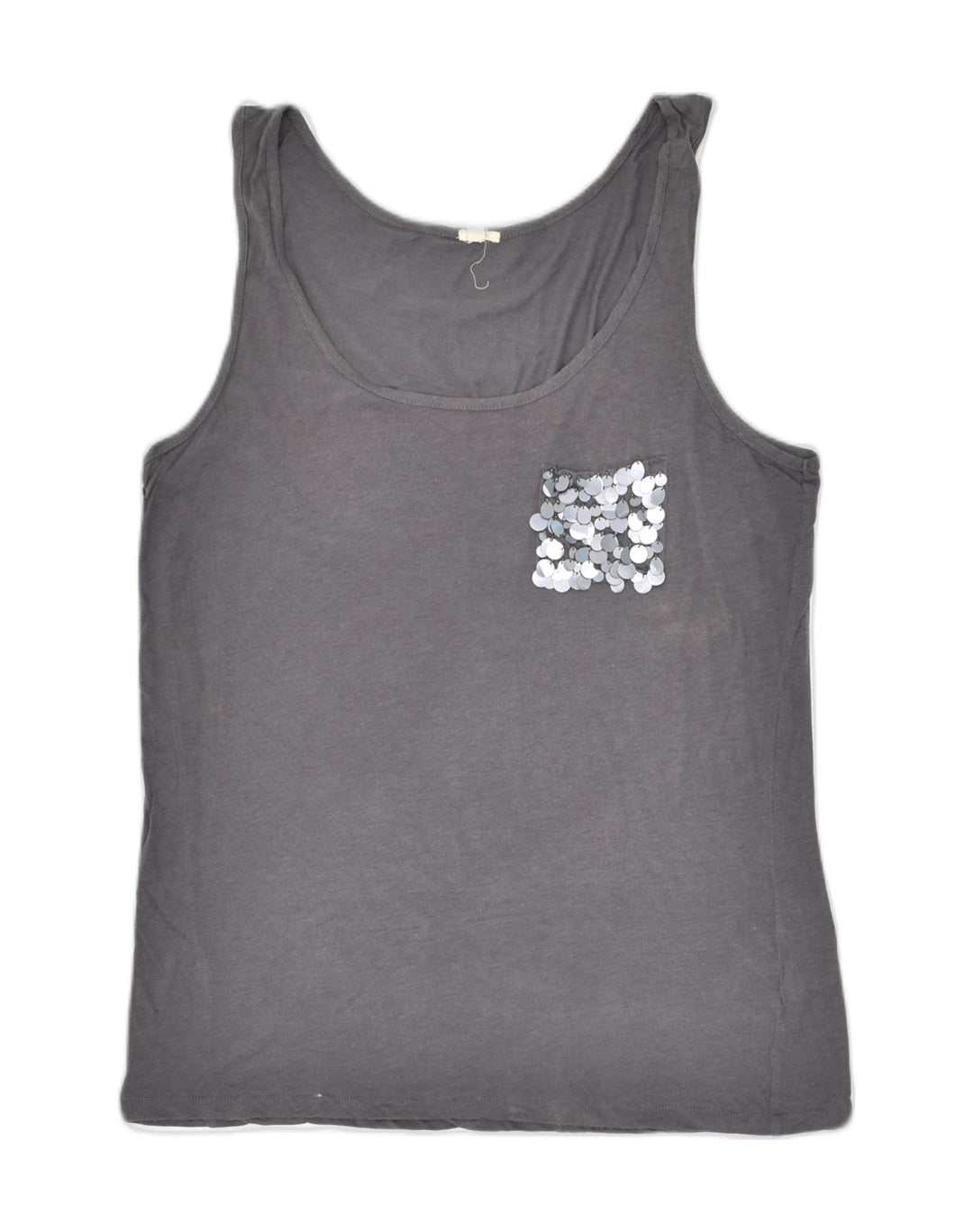 J. CREW Womens Graphic Vest Top UK 12 Medium Grey Cotton | Vintage J. Crew | Thrift | Second-Hand J. Crew | Used Clothing | Messina Hembry 