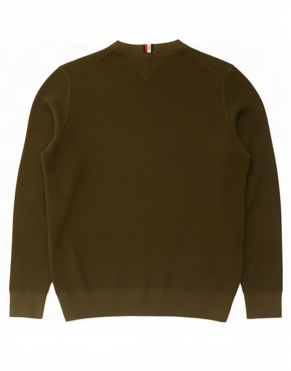 Tommy Hilfiger Mens Crew Neck Jumper Sweater XL Khaki Cotton