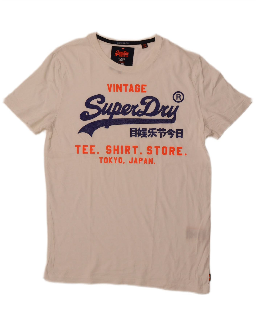 SUPERDRY Herre grafisk T-shirt Top Stor hvid bomuld