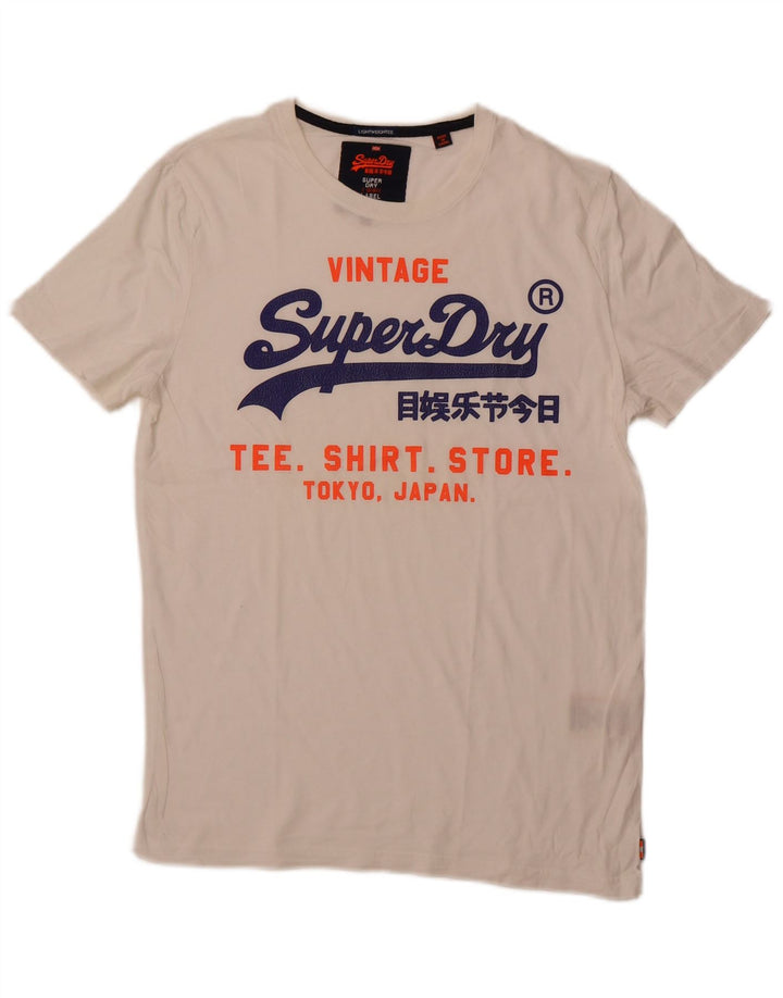 SUPERDRY Herre grafisk T-shirt Top Stor hvid bomuld