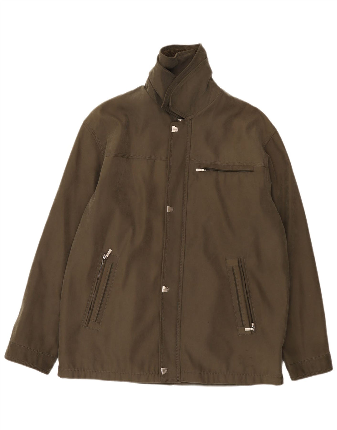 Vintage Herre Windbreaker Jacket IT 50 Stor Khaki Polyamid