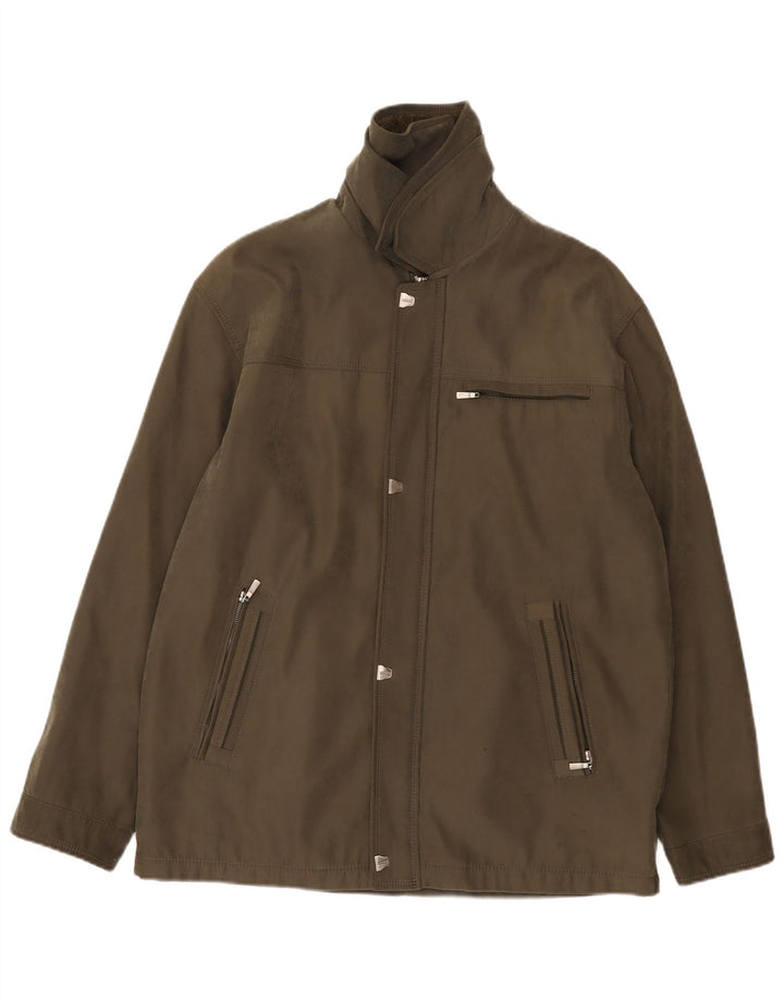 Vintage Herre Windbreaker Jacket IT 50 Stor Khaki Polyamid