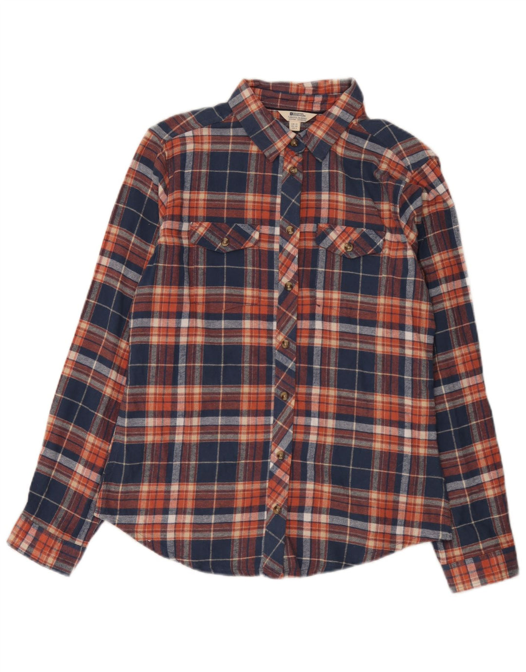 Mountain Warehouse Dame Flannel Shirt UK 12 Medium Navy Blue Ternet Bomuld