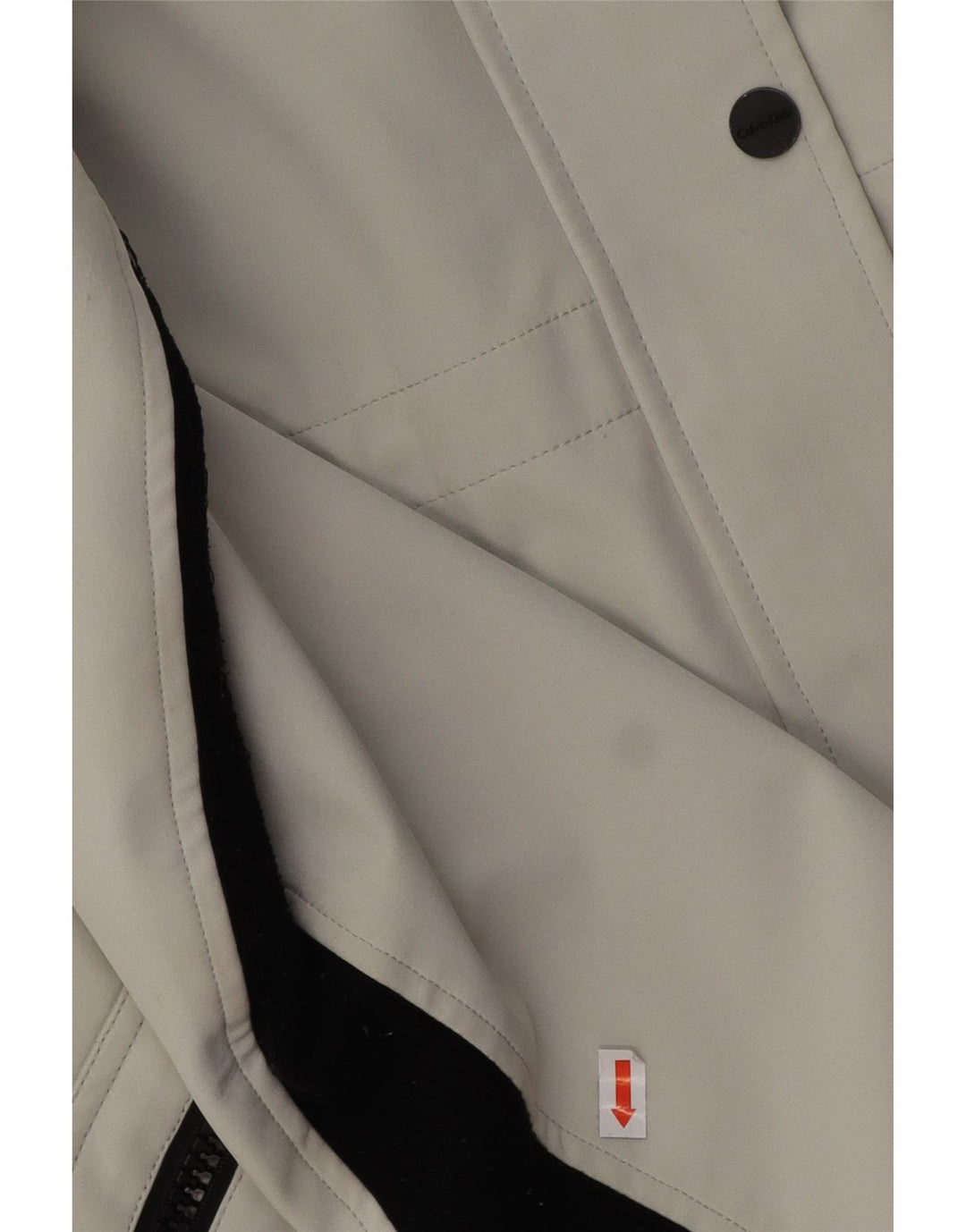 CALVIN KLEIN vindjakke med hætte til kvinder UK 16 Stor grå polyester