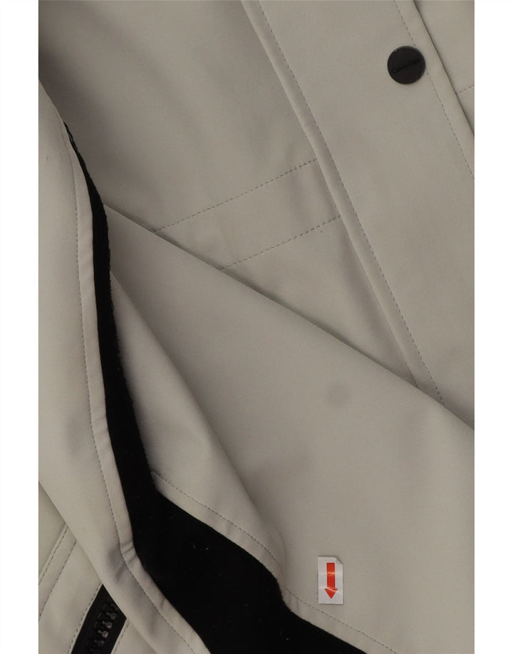 CALVIN KLEIN vindjakke med hætte til kvinder UK 16 Stor grå polyester