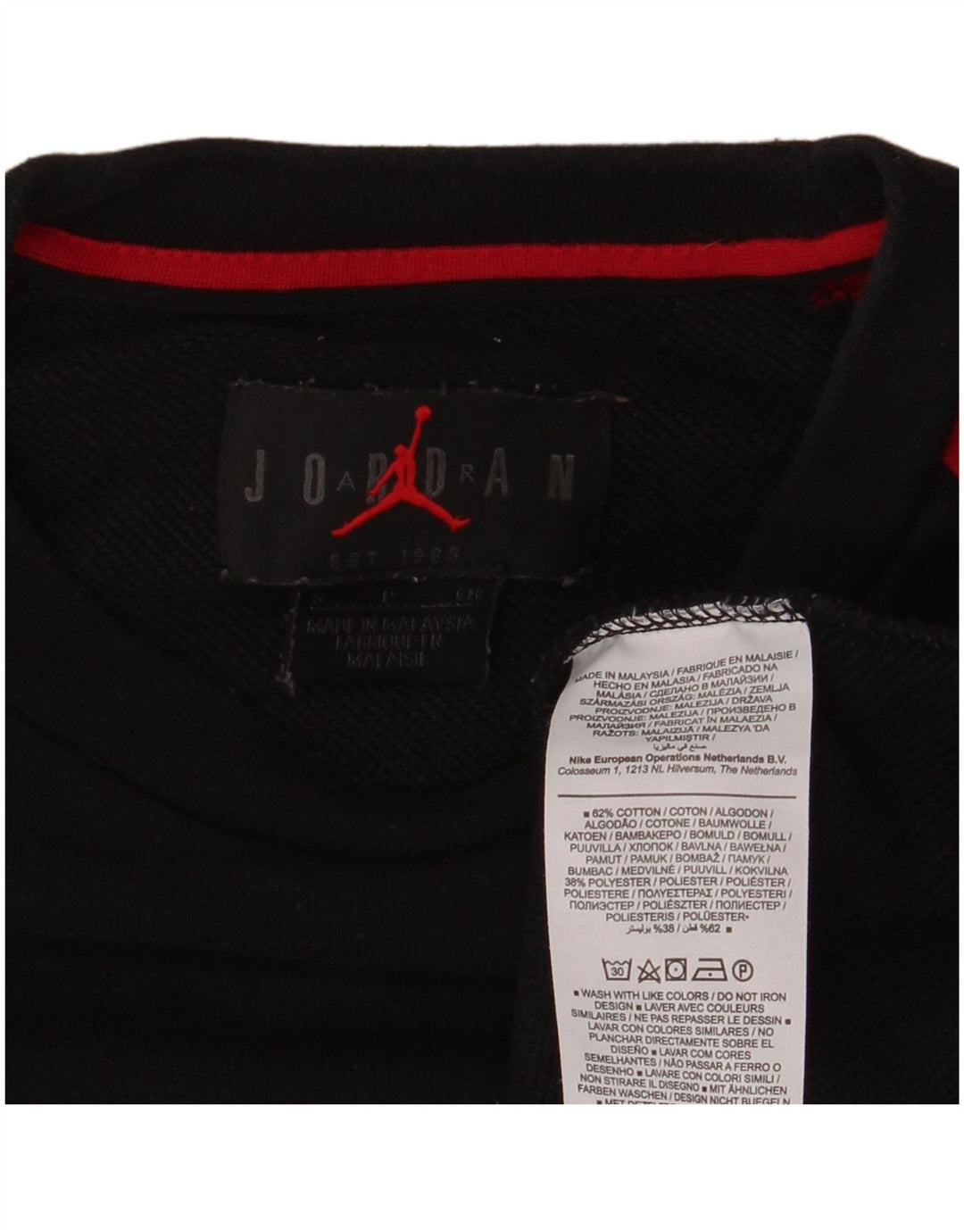Jordan Herre Grafisk Sweatshirt Jumper Lille Sort Colourblock Bomuld