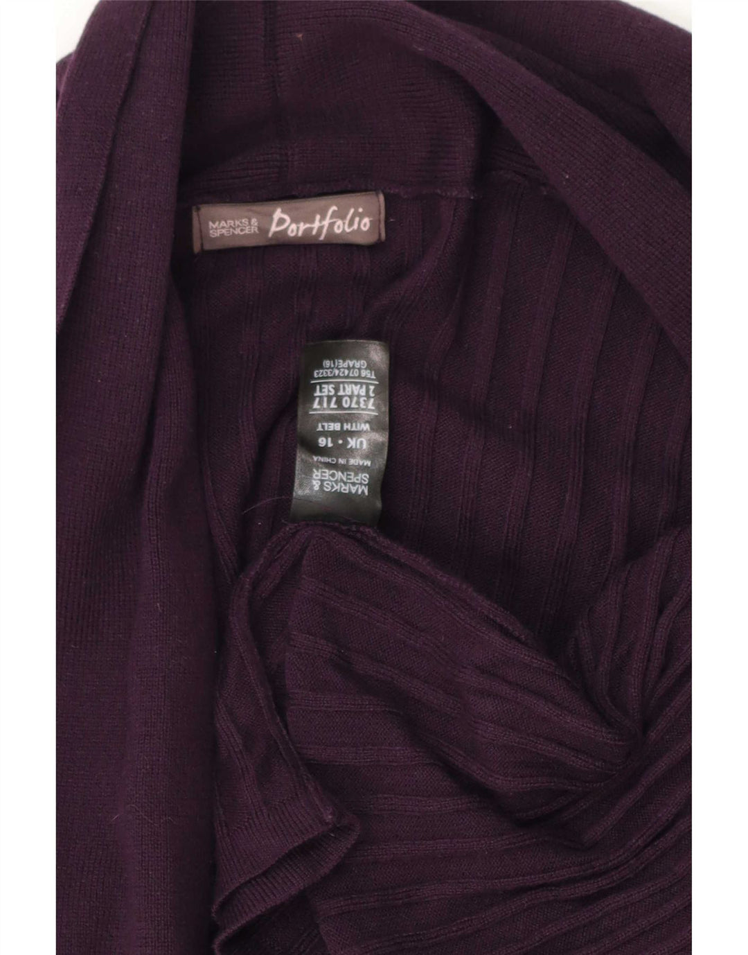 Marks & Spencer Dame Longline Åben Cardigan Sweater UK 16 Large Purple