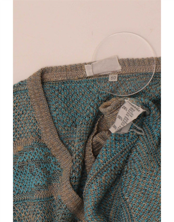 Fiume Herre V-hals sweater IT 50 Medium Blue Geometric