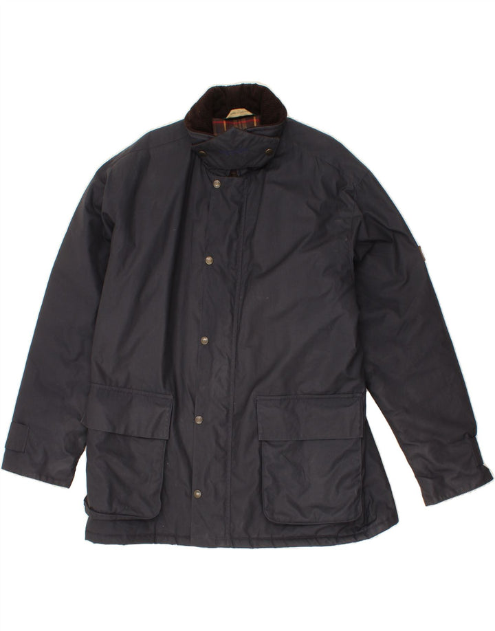 VINTAGE Herre Utility Jacket UK 42 XL Navy Blue Cotton