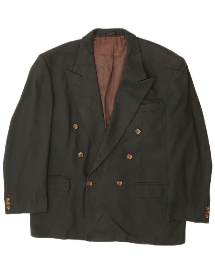 St Michael Herre Double Breasted Blazer Jacket UK 42 XL Grøn New Wool