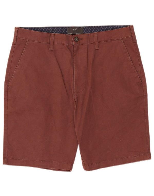 Marks & Spencer Chino Shorts til mænd W32 Medium Bourgogne bomuld
