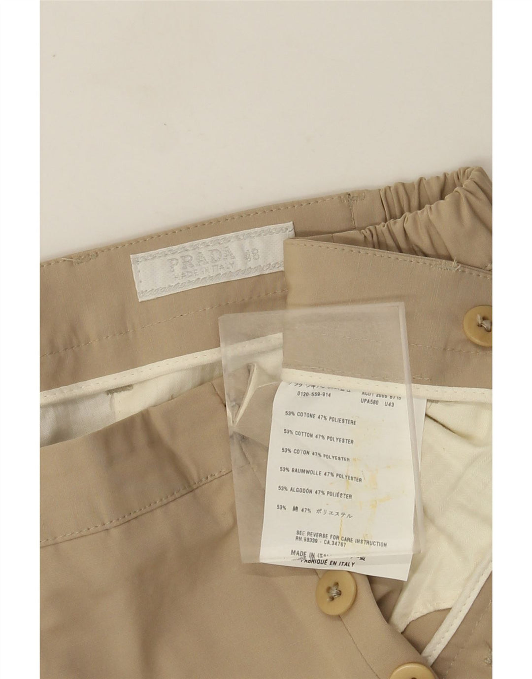 Prada Herre Chino Shorts IT 48 Medium W32 Beige Bomuld
