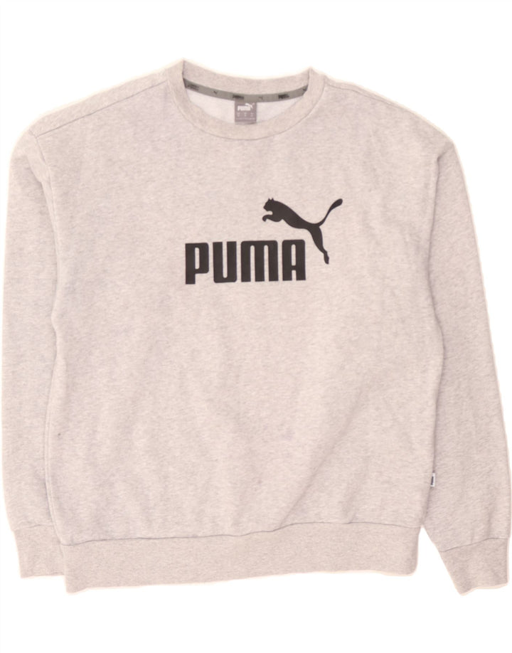 PUMA Womens Graphic Oversized Hoodie Jumper UK 14 Medium Grey Cotton Vintage Puma and Second-Hand Puma from Messina Hembry 