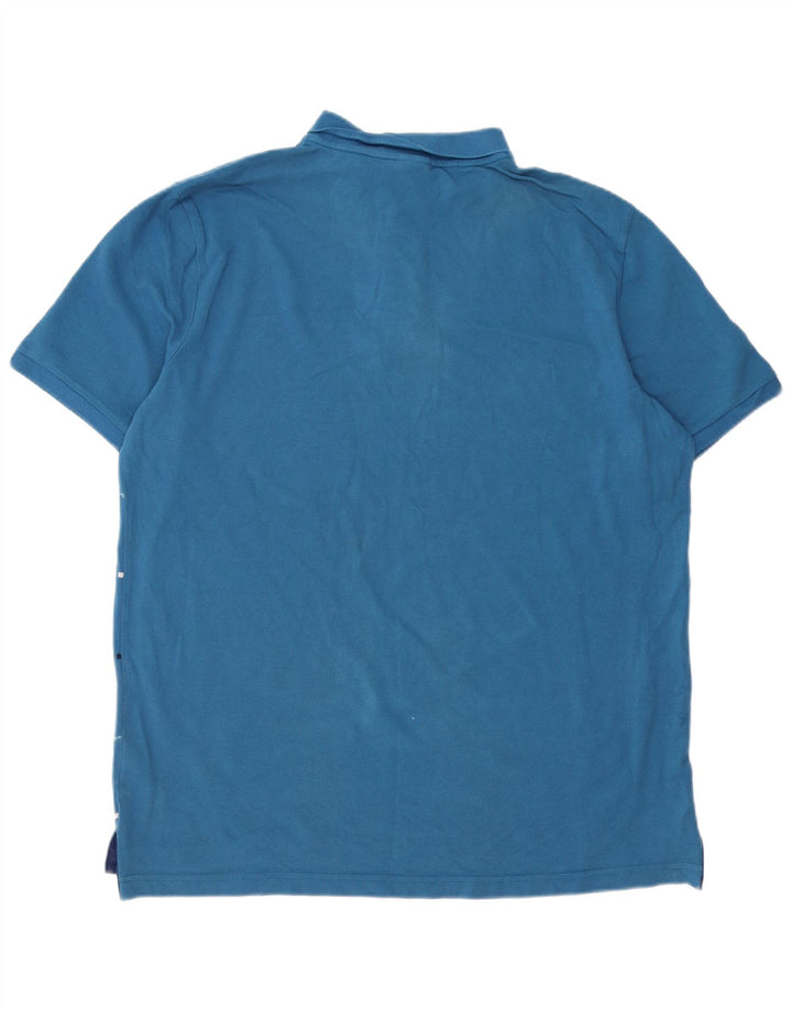 NIKE herre poloshirt XL blå stribet bomuld