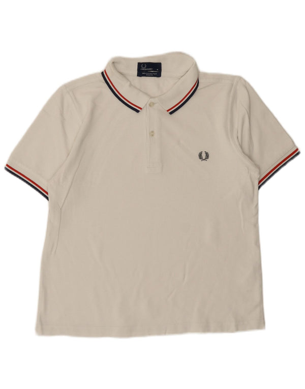 Fred Perry Boys Slim Fit Polo Shirt 13-14 Years Medium White Cotton