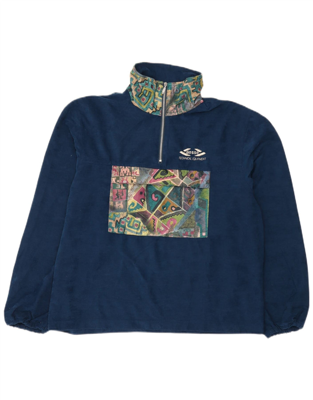 Aesse Herre Loose Fit Pullover Træningsdragt Top Lille Marineblå Geometrisk