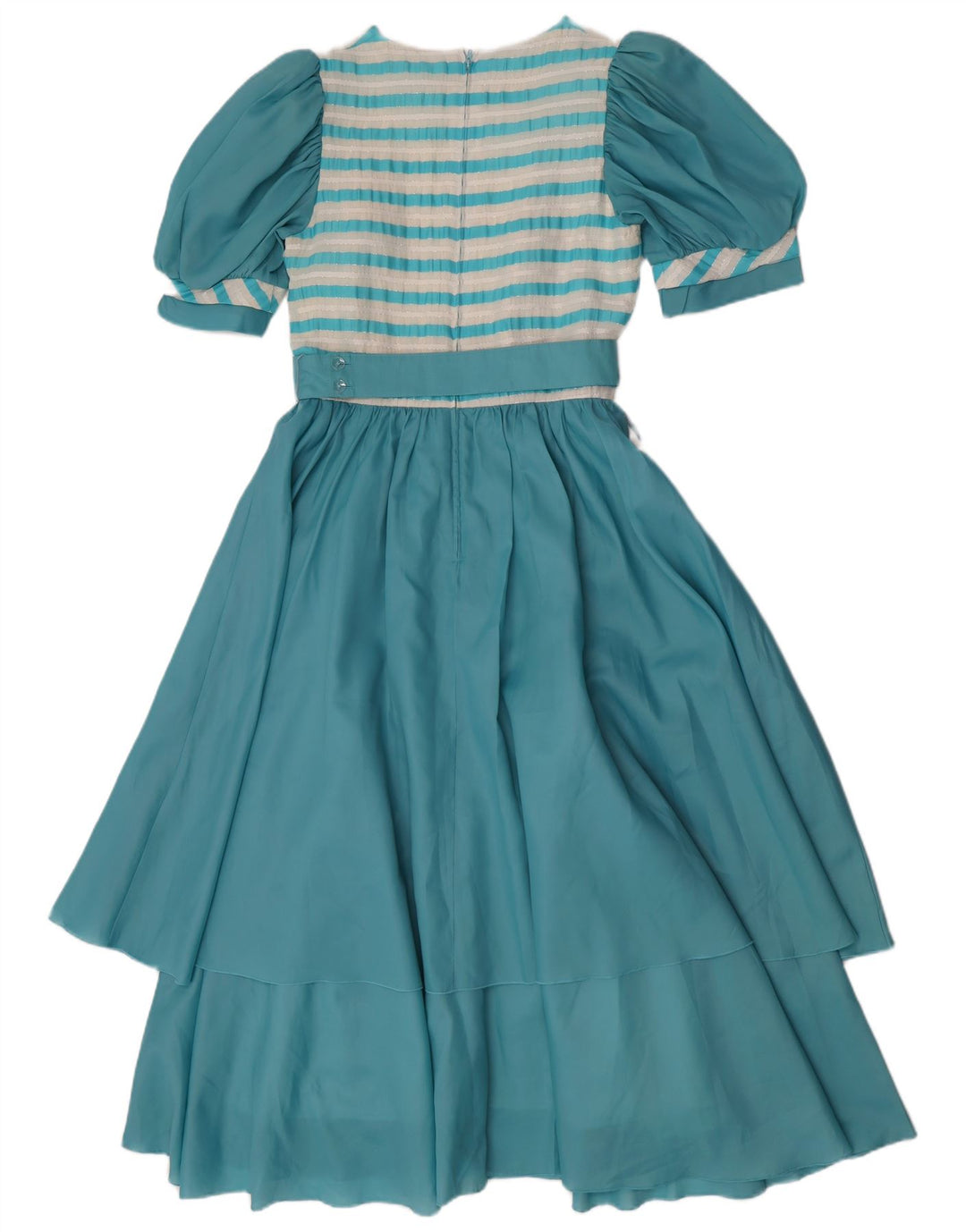 Vintage dame maxi kjole IT 36 XS blå stribet polyester