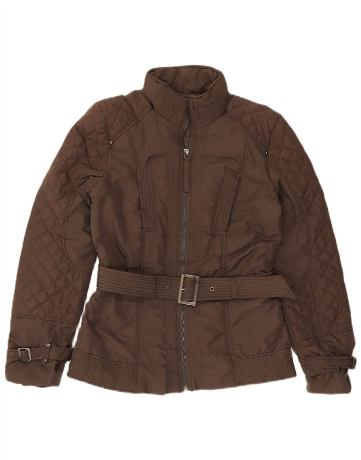 Zara Quiltet jakke til kvinder UK 16 Stor brun polyester