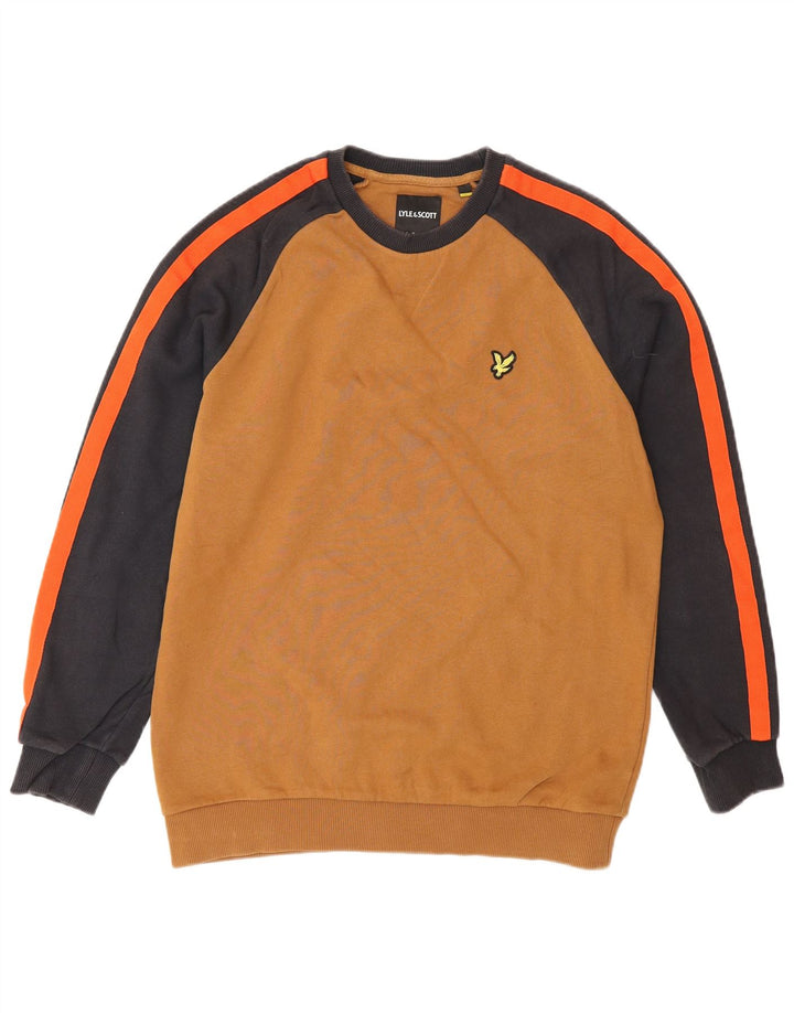 Lyle & Scott Herre sweatshirt Jumper Medium Brun Colourblock Bomuld