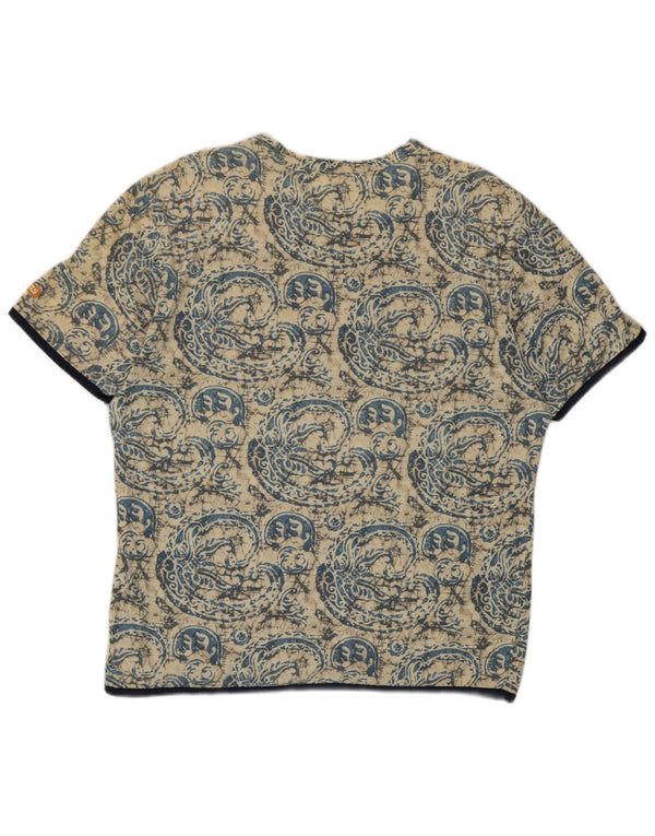 Calvin Klein Dame Grafisk T-Shirt Top UK 18 XL Beige Paisley Bomuld