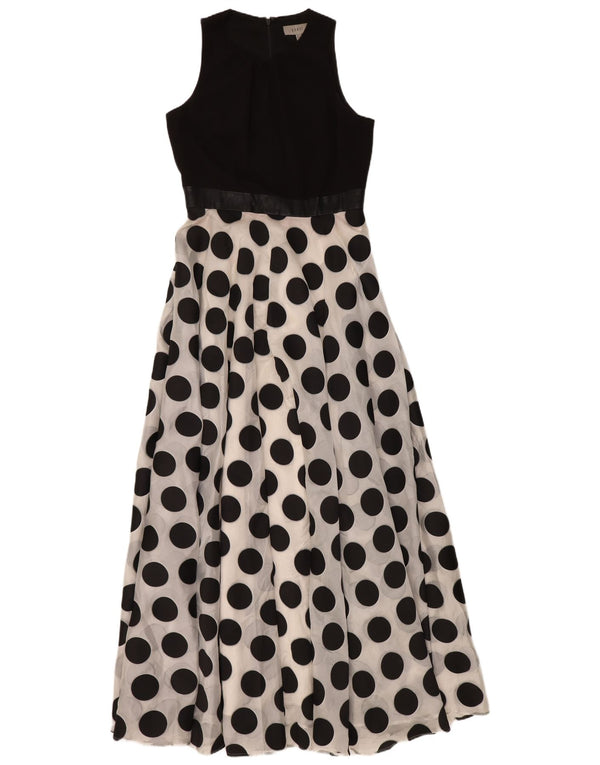 COAST Womens Sleeveless Maxi Dress UK 12 Medium White Polka Dot Polyester