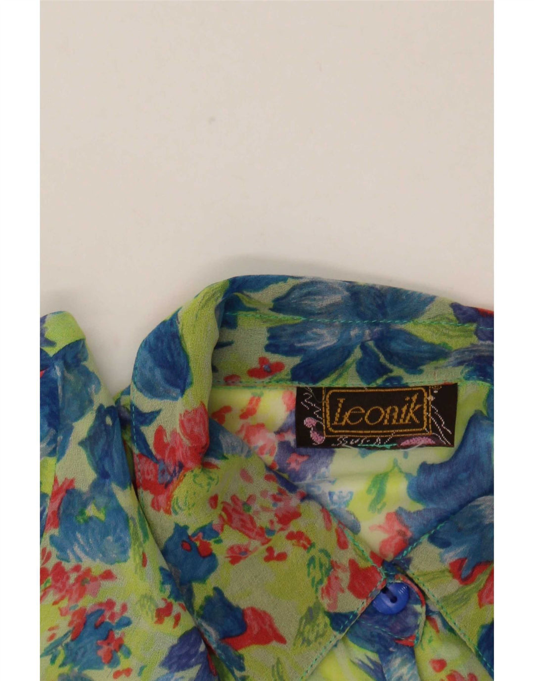 Leonik Dame Gennemsigtig Skjorte Bluse IT 52 2XL Grøn Blomster