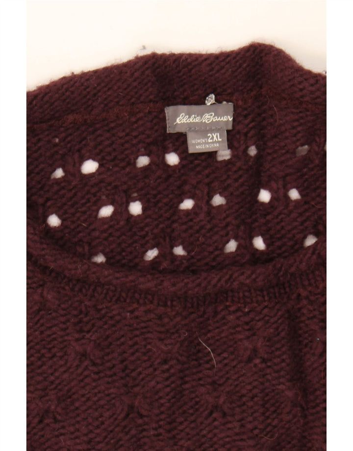 EDDIE BAUER Womens Oversized Crew Neck Jumper Sweater UK 20 2XL Maroon Vintage Eddie Bauer and Second-Hand Eddie Bauer from Messina Hembry 