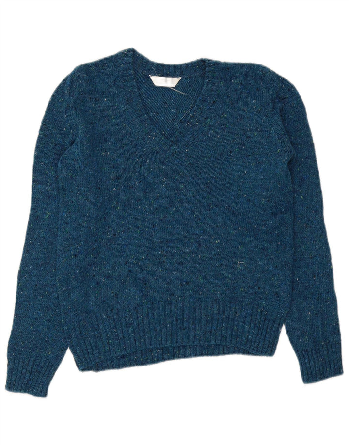 Marks & Spencer Dame V-hals sweater UK 10 Small Blue Flecked