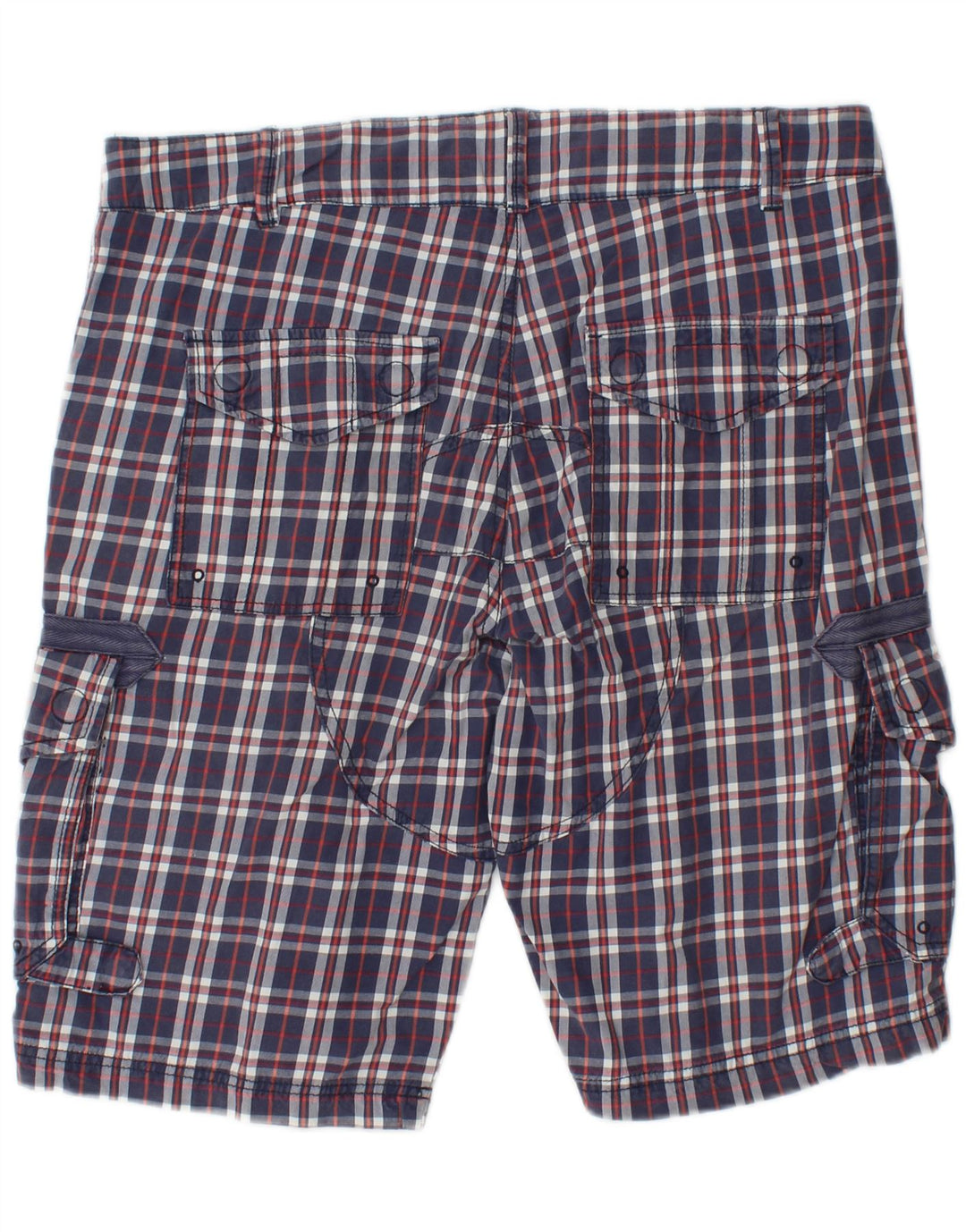 NAPAPIJRI Mens Cargo Shorts W36 Large Navy Blue Check Cotton