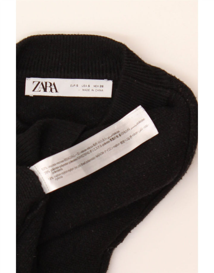 Zara Dame Oversized Crew Neck Jumper Sweater UK 10 Small Black Viscose
